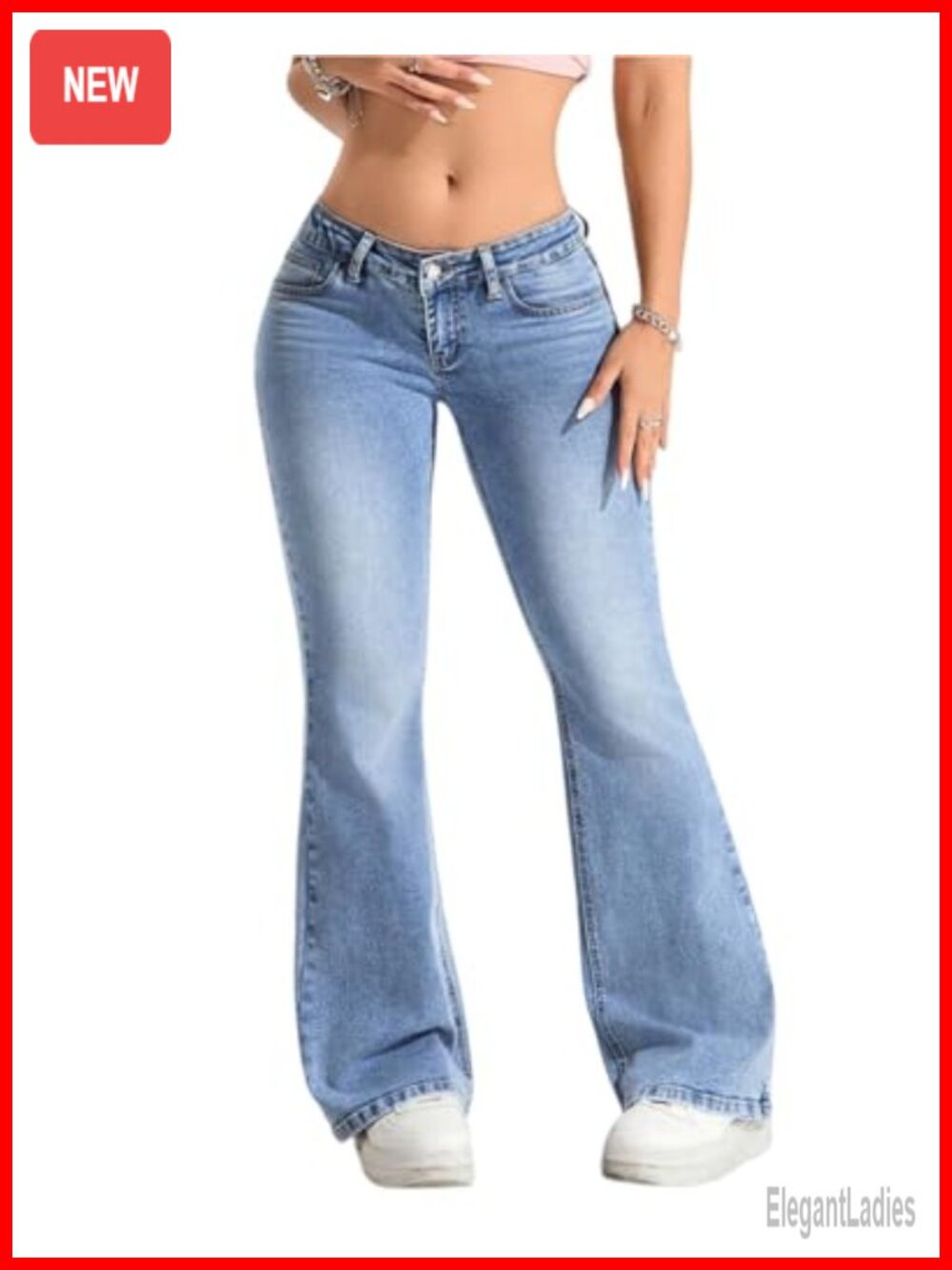 Low Rise Flare Jeans for Women Stretchy Vintage Denim Pants